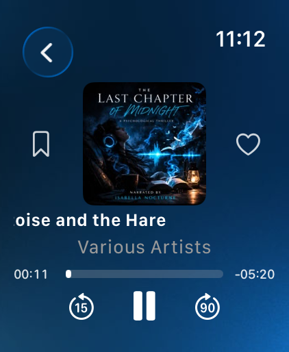 Pixie audiobook playback screen on Apple Watch