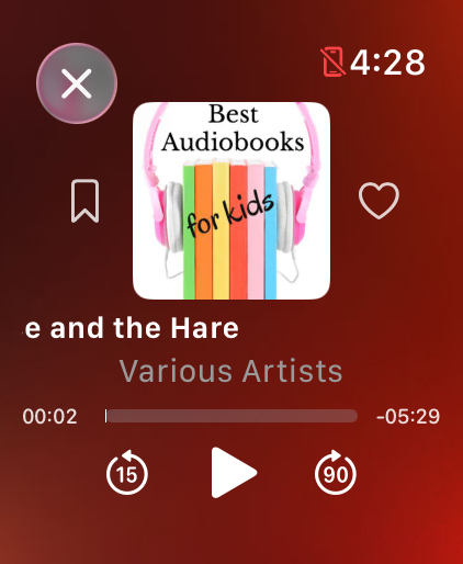 Pixie audiobook playback screen on Apple Watch